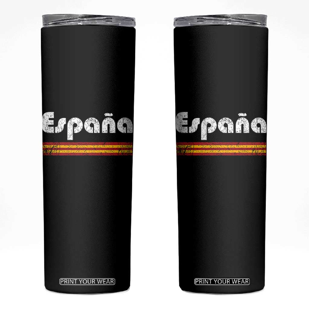 Vintage Espana Espanol Retro Distressed Graphic Skinny Tumbler Patriotic Spanish Spain Flag Heritage Pride Souvenir TS02 Black Print Your Wear