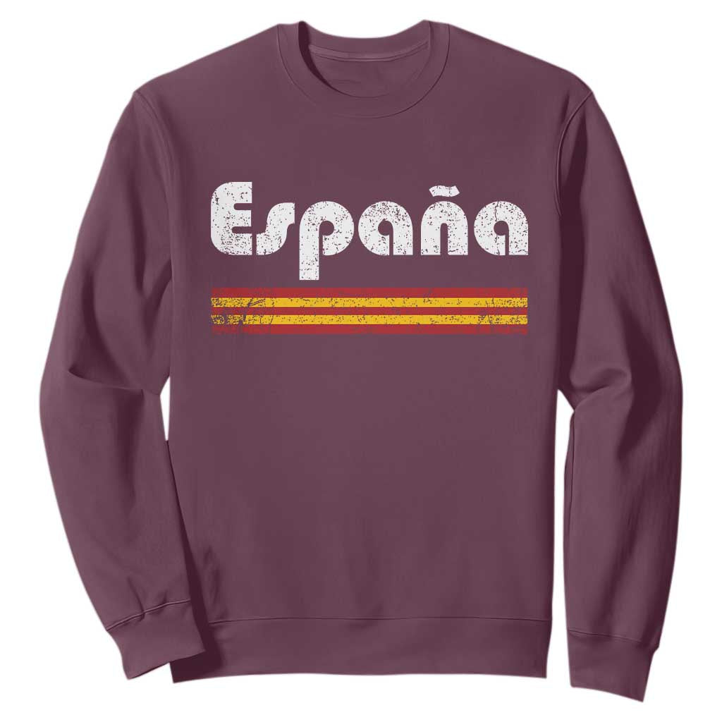 Vintage Espana Espanol Retro Distressed Graphic Sweatshirt Patriotic Spanish Spain Flag Heritage Pride Souvenir TS02 Maroon Print Your Wear