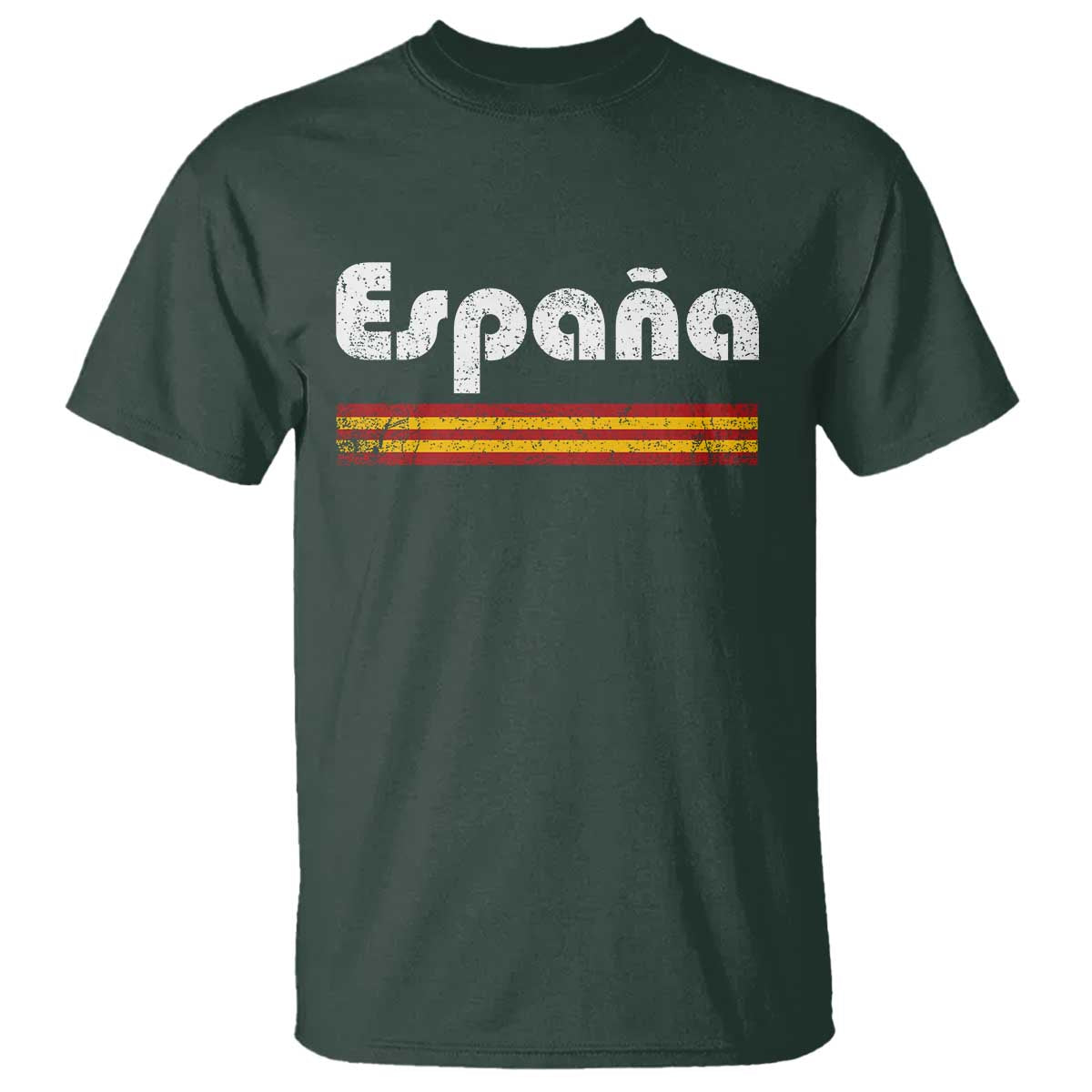 Vintage Espana Espanol Retro Distressed Graphic T Shirt Patriotic Spanish Spain Flag Heritage Pride Souvenir TS02 Dark Forest Green Print Your Wear