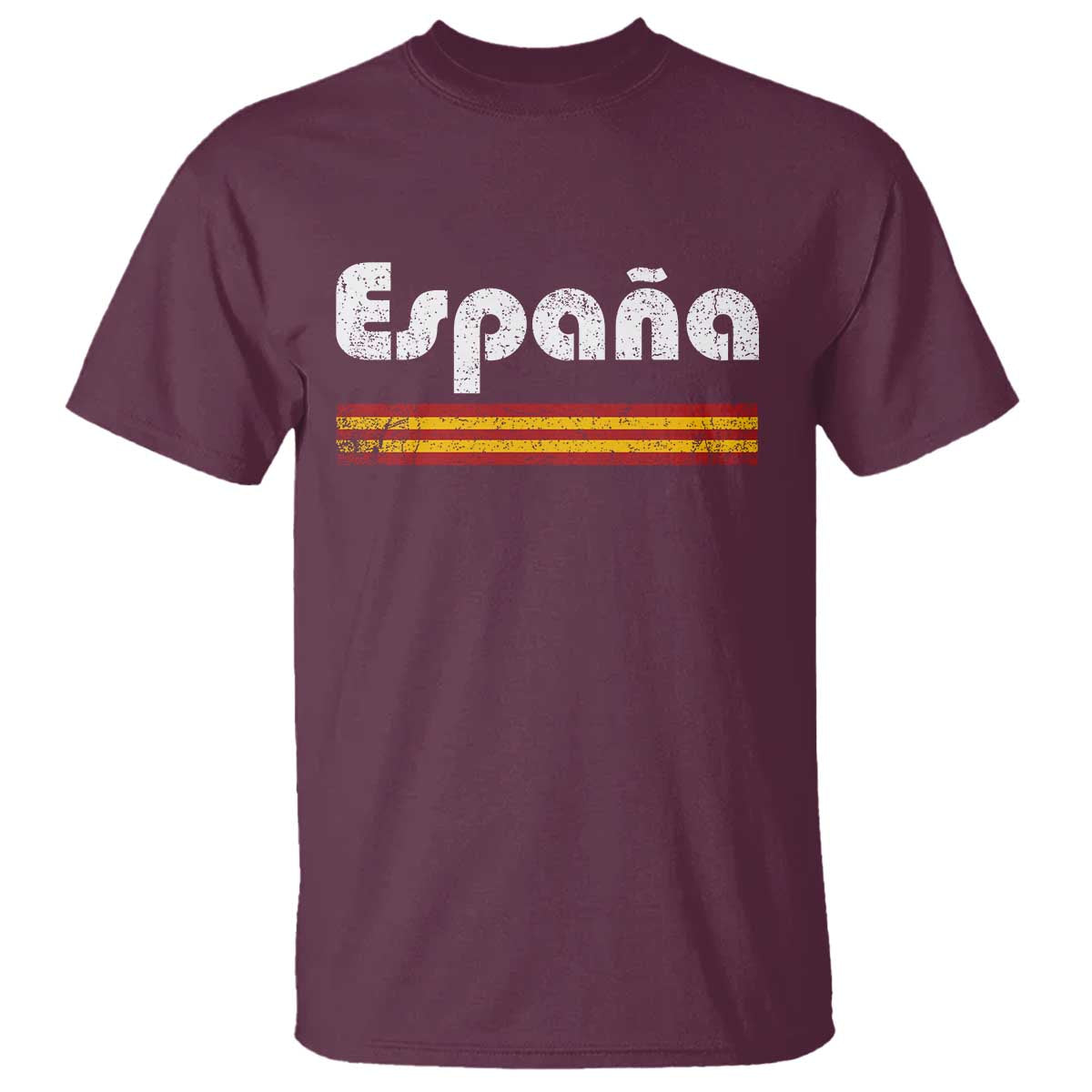 Vintage Espana Espanol Retro Distressed Graphic T Shirt Patriotic Spanish Spain Flag Heritage Pride Souvenir TS02 Maroon Print Your Wear