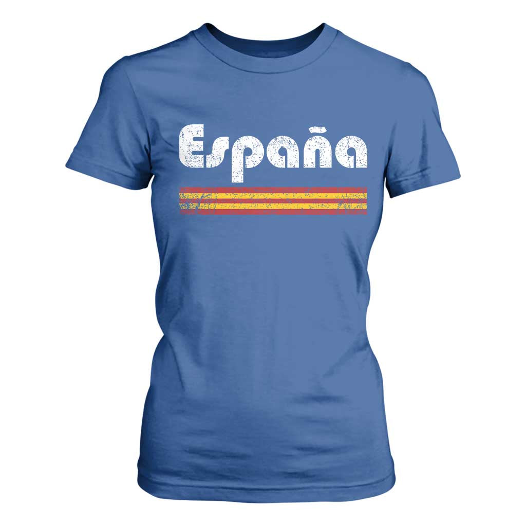 Vintage Espana Espanol Retro Distressed Graphic T Shirt For Women Patriotic Spanish Spain Flag Heritage Pride Souvenir TS02 Royal Blue Print Your Wear