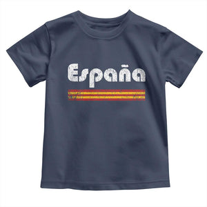 Vintage Espana Espanol Retro Distressed Graphic Toddler T Shirt Patriotic Spanish Spain Flag Heritage Pride Souvenir TS02 Navy Print Your Wear