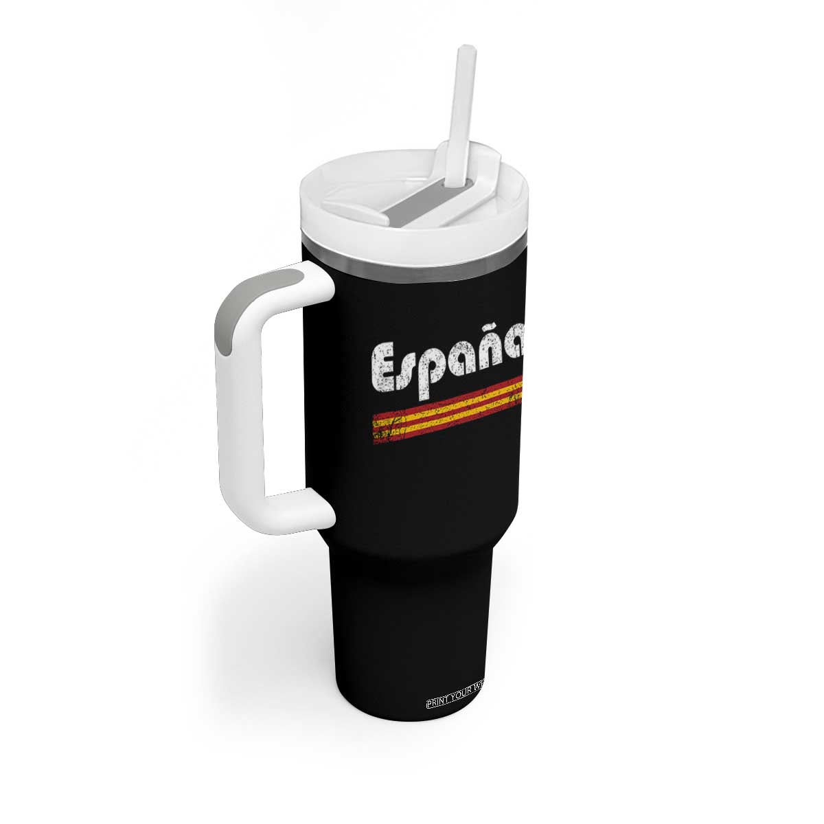 Vintage Espana Espanol Retro Distressed Graphic Tumbler With Handle Patriotic Spanish Spain Flag Heritage Pride Souvenir TS02 Print Your Wear