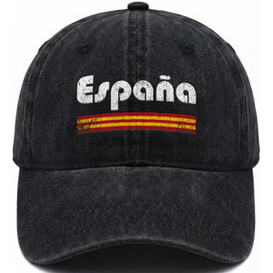 Vintage Espana Espanol Retro Distressed Graphic Washed Cotton Baseball Cap Patriotic Spanish Spain Flag Heritage Pride Souvenir TS02 Print Your Wear