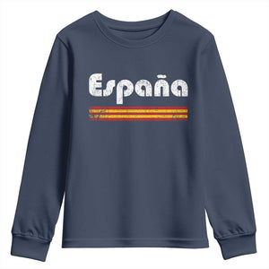 Vintage Espana Espanol Retro Distressed Graphic Youth Sweatshirt Patriotic Spanish Spain Flag Heritage Pride Souvenir TS02 Navy Print Your Wear