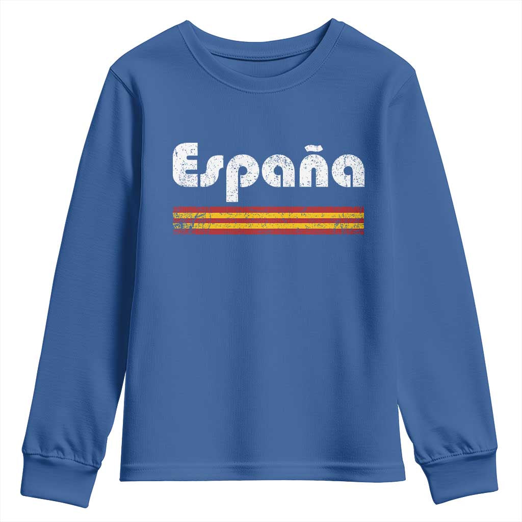 Vintage Espana Espanol Retro Distressed Graphic Youth Sweatshirt Patriotic Spanish Spain Flag Heritage Pride Souvenir TS02 Royal Blue Print Your Wear