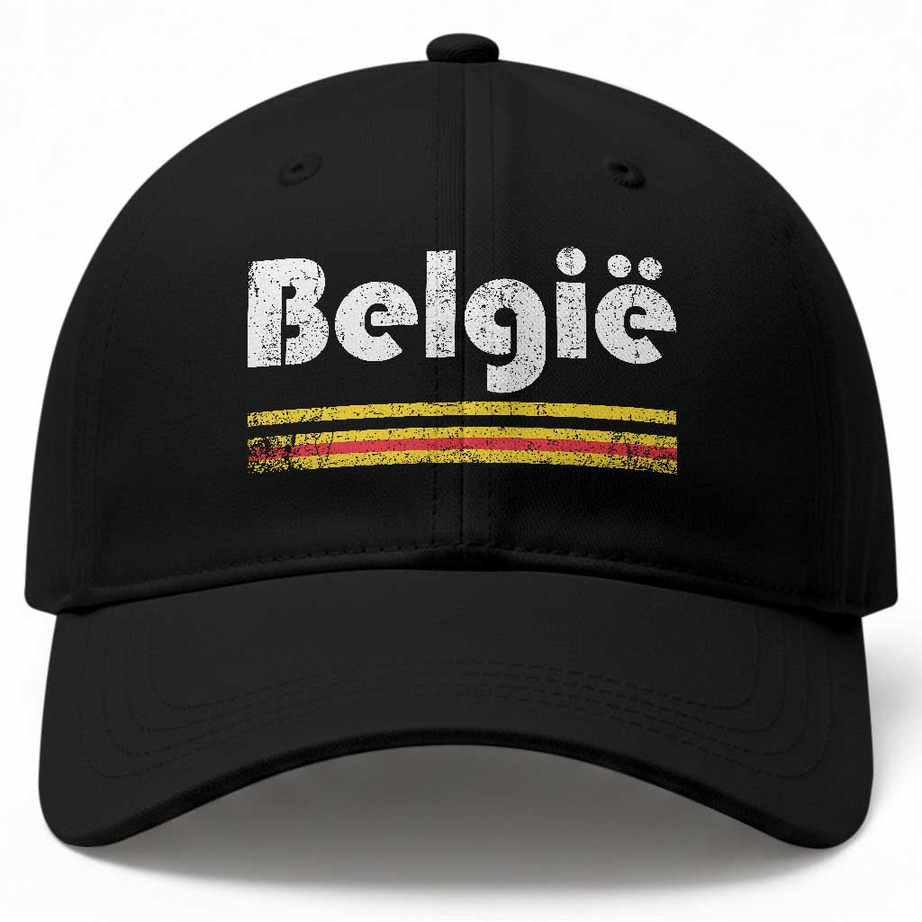 Retro Belgie Belgium Flag Distressed Graphic in Dutch Baseball Cap Proud Belgian Heritage and Country Roots Pride Gift TS02 Print Your Wear