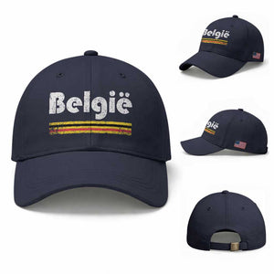 Retro Belgie Belgium Flag Distressed Graphic in Dutch Baseball Cap Proud Belgian Heritage and Country Roots Pride Gift TS02 Baseball Cap Universal Fit Navy Print Your Wear