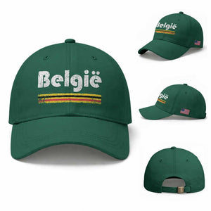 Retro Belgie Belgium Flag Distressed Graphic in Dutch Baseball Cap Proud Belgian Heritage and Country Roots Pride Gift TS02 Baseball Cap Universal Fit Irish Green Print Your Wear
