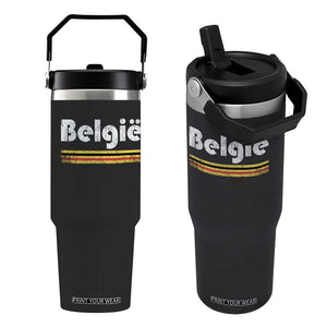 Retro Belgie Belgium Flag Distressed Graphic in Dutch Flip Straw Tumbler Proud Belgian Heritage and Country Roots Pride Gift TS02 One Size: 30 oz Black Print Your Wear