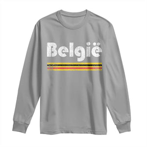 Retro Belgie Belgium Flag Distressed Graphic in Dutch Long Sleeve Shirt Proud Belgian Heritage and Country Roots Pride Gift TS02 Sport Gray Print Your Wear