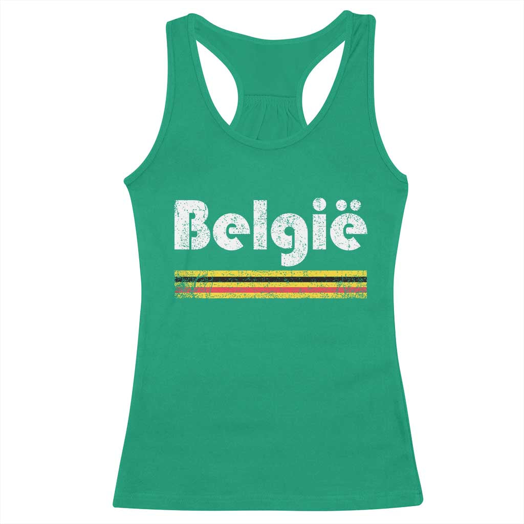 Retro Belgie Belgium Flag Distressed Graphic in Dutch Racerback Tank Top Proud Belgian Heritage and Country Roots Pride Gift TS02 Irish Green Print Your Wear