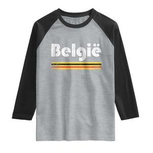 Retro Belgie Belgium Flag Distressed Graphic in Dutch Raglan Shirt Proud Belgian Heritage and Country Roots Pride Gift TS02 Heather Gray Black Print Your Wear