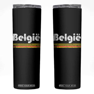 Retro Belgie Belgium Flag Distressed Graphic in Dutch Skinny Tumbler Proud Belgian Heritage and Country Roots Pride Gift TS02 Black Print Your Wear