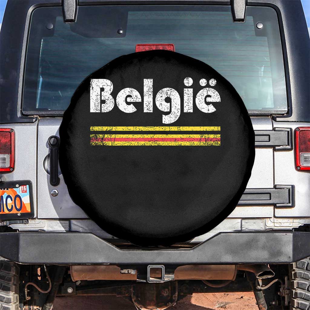 Retro Belgie Belgium Flag Distressed Graphic in Dutch Spare Tire Cover Proud Belgian Heritage and Country Roots Pride Gift TS02 No hole Black Print Your Wear