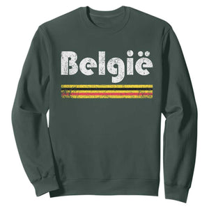 Retro Belgie Belgium Flag Distressed Graphic in Dutch Sweatshirt Proud Belgian Heritage and Country Roots Pride Gift TS02 Dark Forest Green Print Your Wear