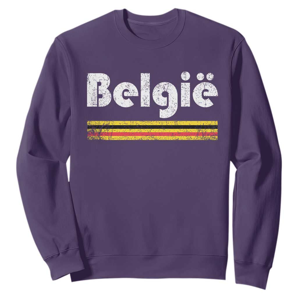 Retro Belgie Belgium Flag Distressed Graphic in Dutch Sweatshirt Proud Belgian Heritage and Country Roots Pride Gift TS02 Purple Print Your Wear