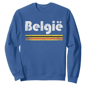 Retro Belgie Belgium Flag Distressed Graphic in Dutch Sweatshirt Proud Belgian Heritage and Country Roots Pride Gift TS02 Royal Blue Print Your Wear