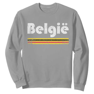 Retro Belgie Belgium Flag Distressed Graphic in Dutch Sweatshirt Proud Belgian Heritage and Country Roots Pride Gift TS02 Sport Gray Print Your Wear