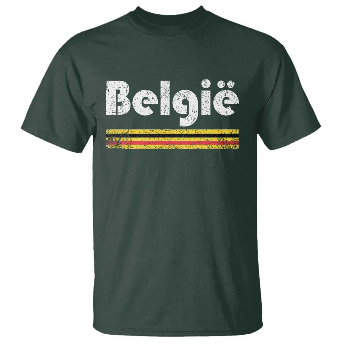 Retro Belgie Belgium Flag Distressed Graphic in Dutch T Shirt Proud Belgian Heritage and Country Roots Pride Gift TS02 Dark Forest Green Print Your Wear