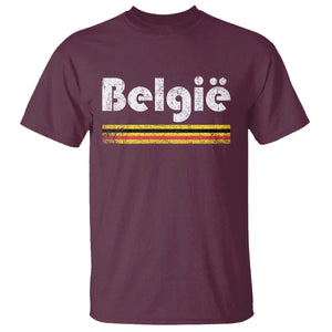Retro Belgie Belgium Flag Distressed Graphic in Dutch T Shirt Proud Belgian Heritage and Country Roots Pride Gift TS02 Maroon Print Your Wear