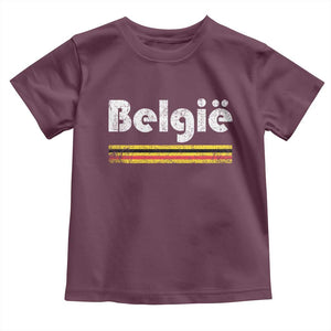 Retro Belgie Belgium Flag Distressed Graphic in Dutch Toddler T Shirt Proud Belgian Heritage and Country Roots Pride Gift TS02 Maroon Print Your Wear