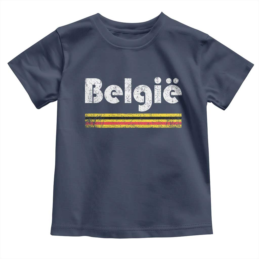 Retro Belgie Belgium Flag Distressed Graphic in Dutch Toddler T Shirt Proud Belgian Heritage and Country Roots Pride Gift TS02 Navy Print Your Wear