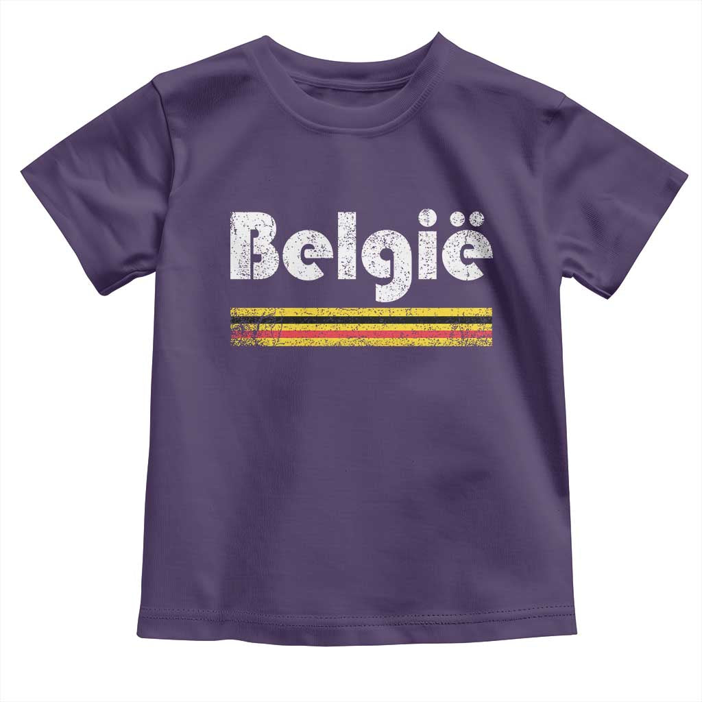 Retro Belgie Belgium Flag Distressed Graphic in Dutch Toddler T Shirt Proud Belgian Heritage and Country Roots Pride Gift TS02 Purple Print Your Wear