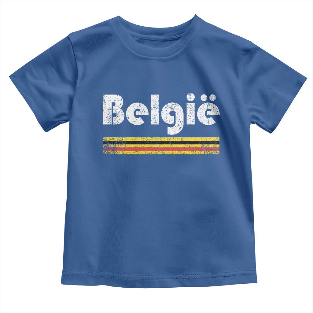 Retro Belgie Belgium Flag Distressed Graphic in Dutch Toddler T Shirt Proud Belgian Heritage and Country Roots Pride Gift TS02 Royal Blue Print Your Wear