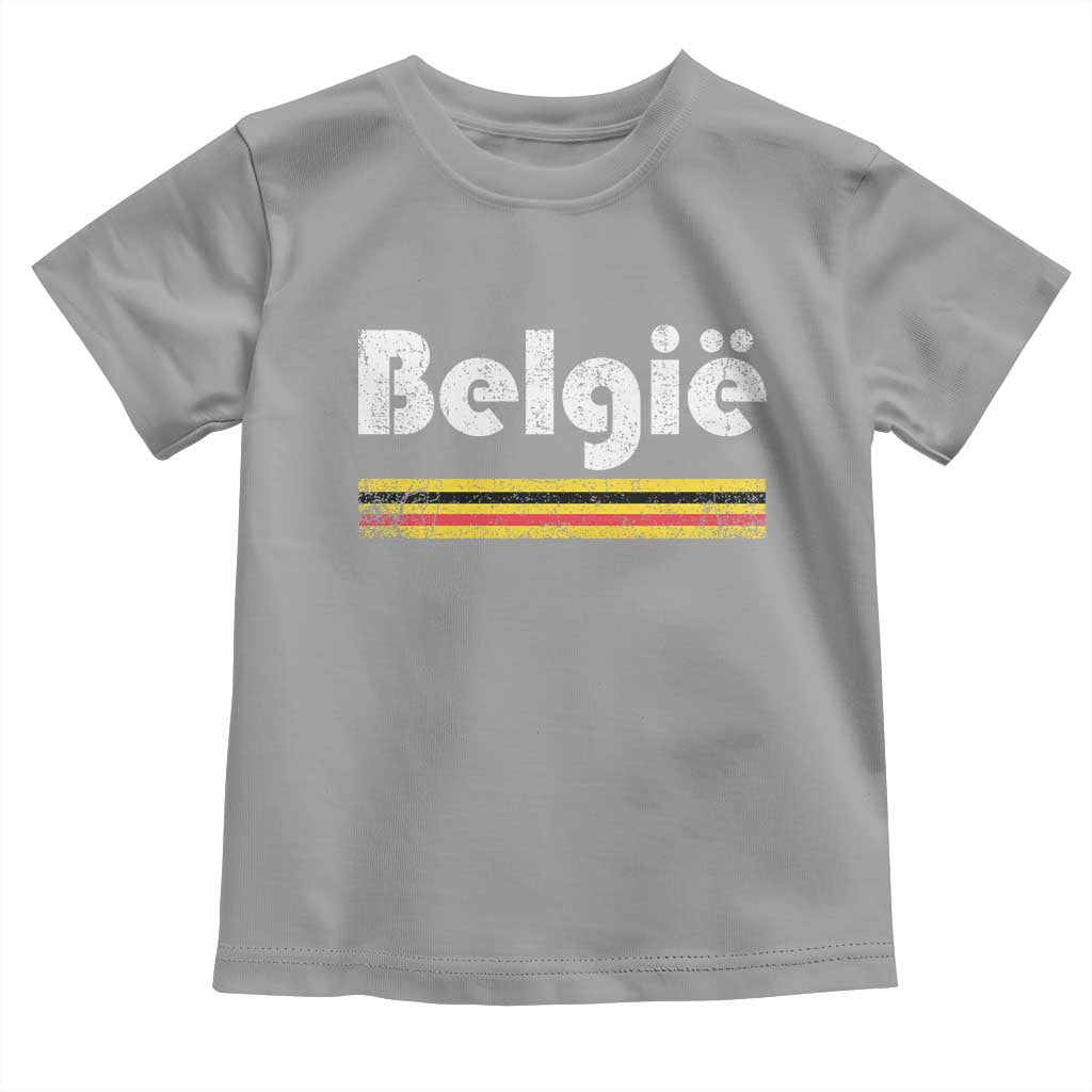 Retro Belgie Belgium Flag Distressed Graphic in Dutch Toddler T Shirt Proud Belgian Heritage and Country Roots Pride Gift TS02 Sport Gray Print Your Wear