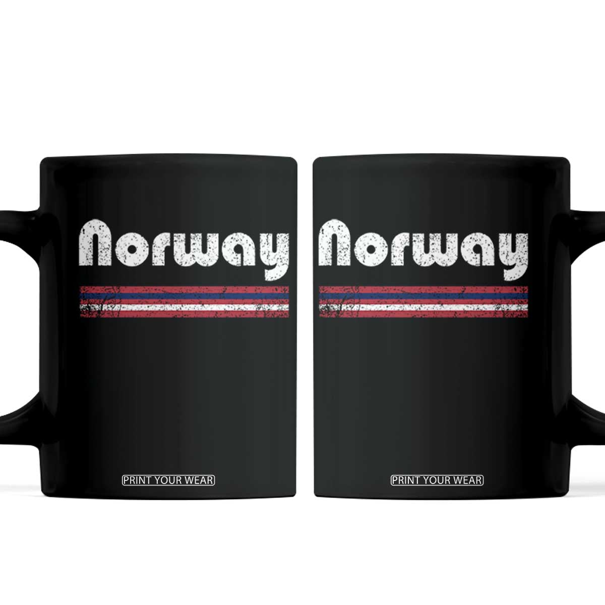 Vintage Norway Pride Distressed Norwegian Flag Typography Graphic Coffee Mug TS02 Black Print Your Wear