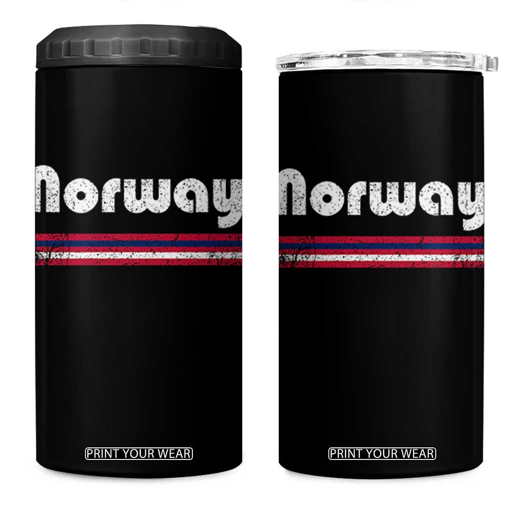 Vintage Norway Pride Distressed Norwegian Flag Typography Graphic 4 in 1 Can Cooler Tumbler TS02 One Size: 16 oz Black Print Your Wear