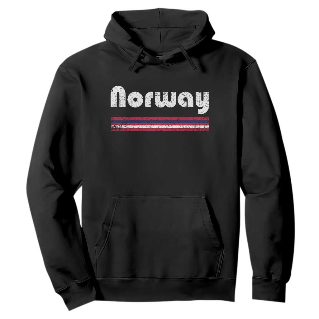 Vintage Norway Pride Distressed Norwegian Flag Typography Graphic Hoodie TS02 Black Print Your Wear