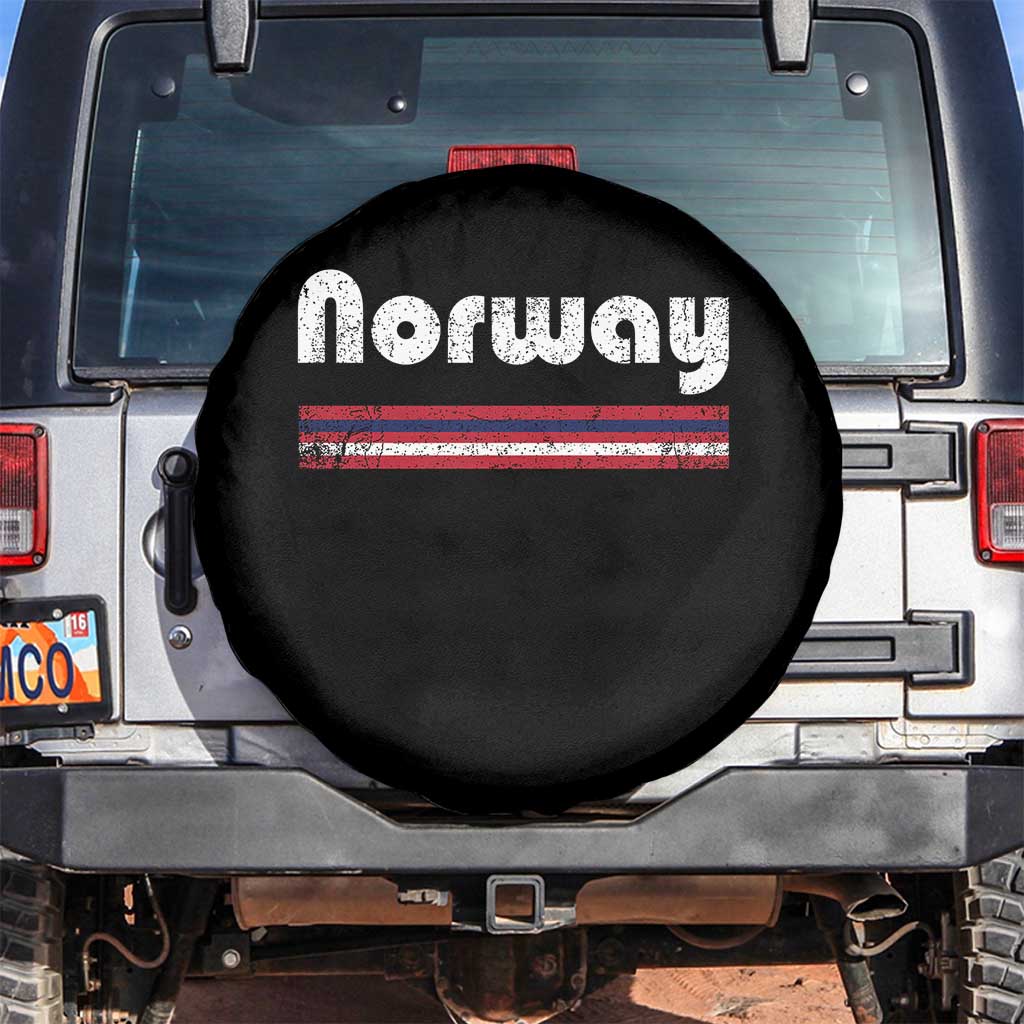 Vintage Norway Pride Distressed Norwegian Flag Typography Graphic Spare Tire Cover TS02 No hole Black Print Your Wear