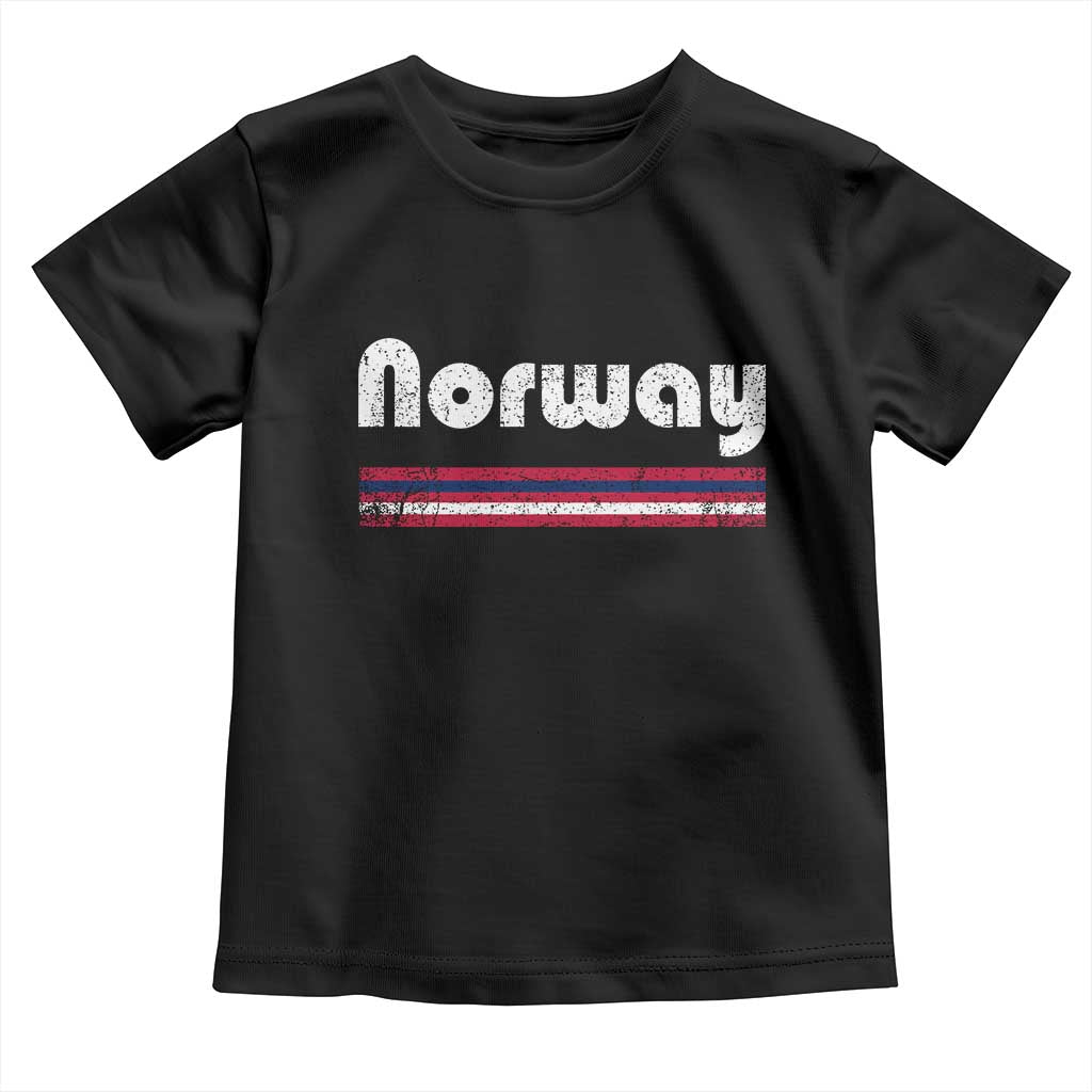Vintage Norway Pride Distressed Norwegian Flag Typography Graphic Toddler T Shirt TS02 Black Print Your Wear