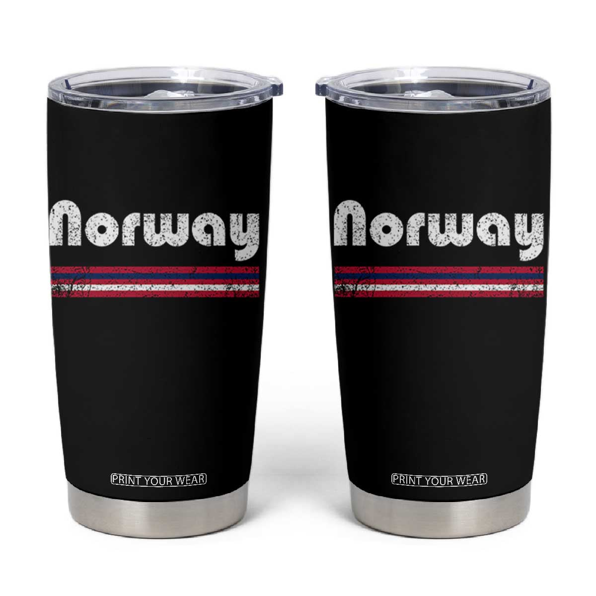 Vintage Norway Pride Distressed Norwegian Flag Typography Graphic Tumbler Cup TS02 Black Print Your Wear