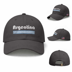 Vintage Argentina Retro Distressed Graphic Baseball Cap Patriotic Argentine Heritage Pride Souvenir TS02 Baseball Cap Universal Fit Dark Gray Print Your Wear