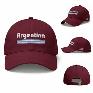 Vintage Argentina Retro Distressed Graphic Baseball Cap Patriotic Argentine Heritage Pride Souvenir TS02 Baseball Cap Universal Fit Maroon Print Your Wear