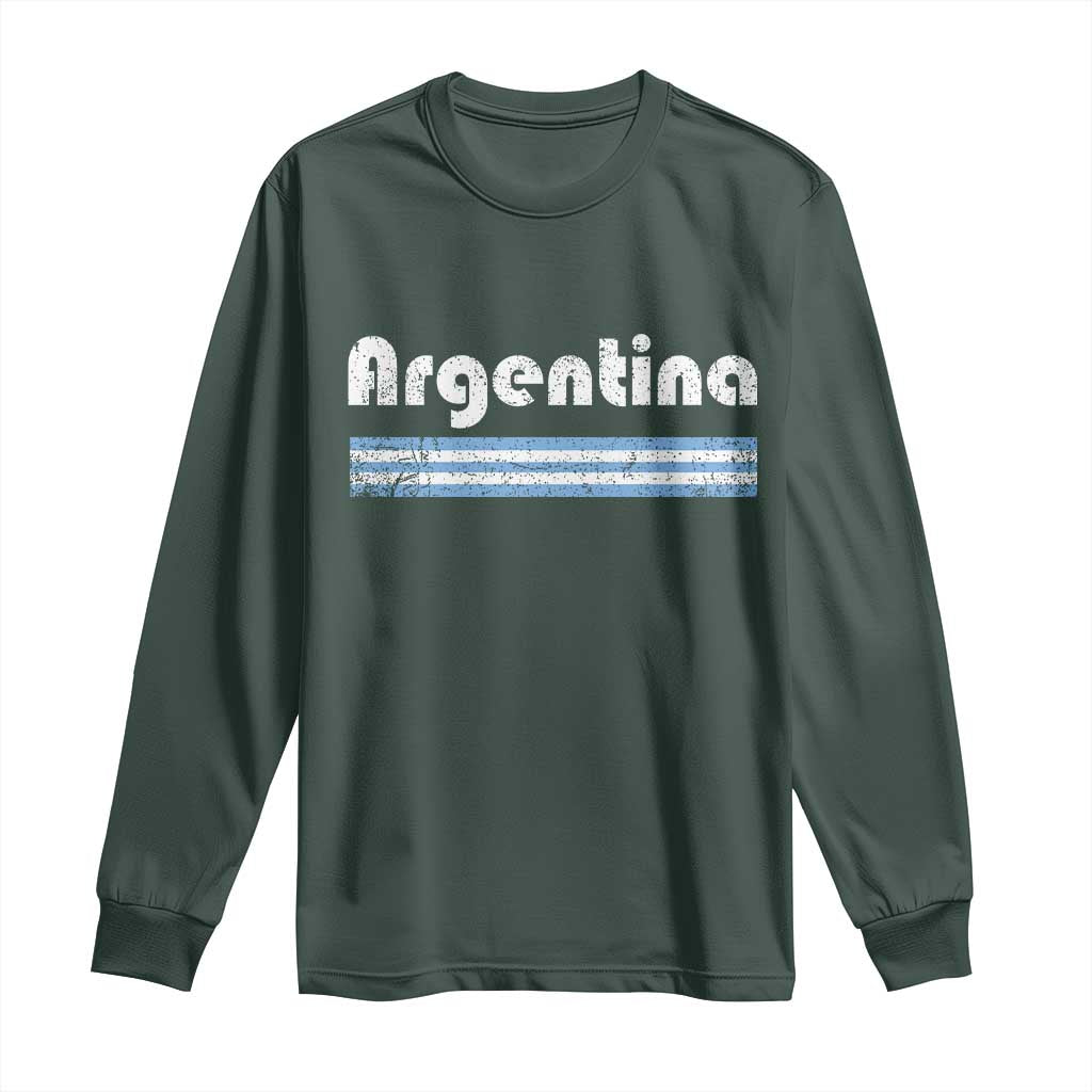 Vintage Argentina Retro Distressed Graphic Long Sleeve Shirt Patriotic Argentine Heritage Pride Souvenir TS02 Dark Forest Green Print Your Wear