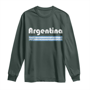 Vintage Argentina Retro Distressed Graphic Long Sleeve Shirt Patriotic Argentine Heritage Pride Souvenir TS02 Dark Forest Green Print Your Wear