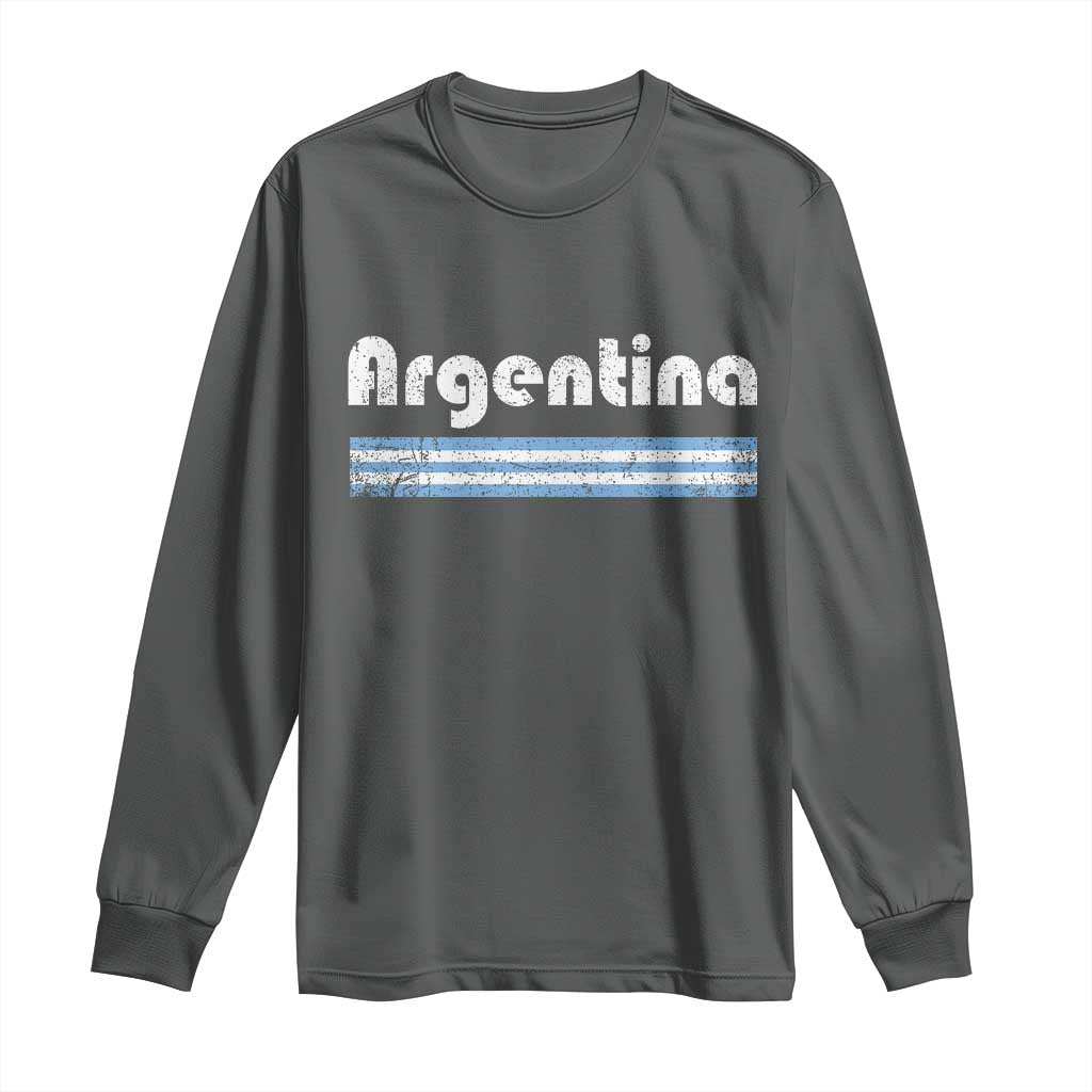 Vintage Argentina Retro Distressed Graphic Long Sleeve Shirt Patriotic Argentine Heritage Pride Souvenir TS02 Dark Heather Print Your Wear