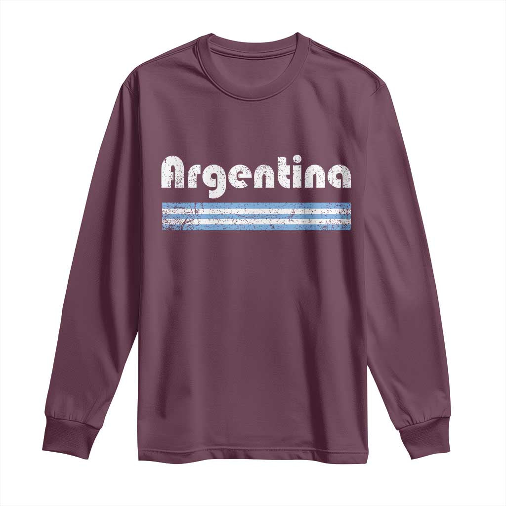 Vintage Argentina Retro Distressed Graphic Long Sleeve Shirt Patriotic Argentine Heritage Pride Souvenir TS02 Maroon Print Your Wear