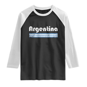 Vintage Argentina Retro Distressed Graphic Raglan Shirt Patriotic Argentine Heritage Pride Souvenir TS02 Black White Print Your Wear