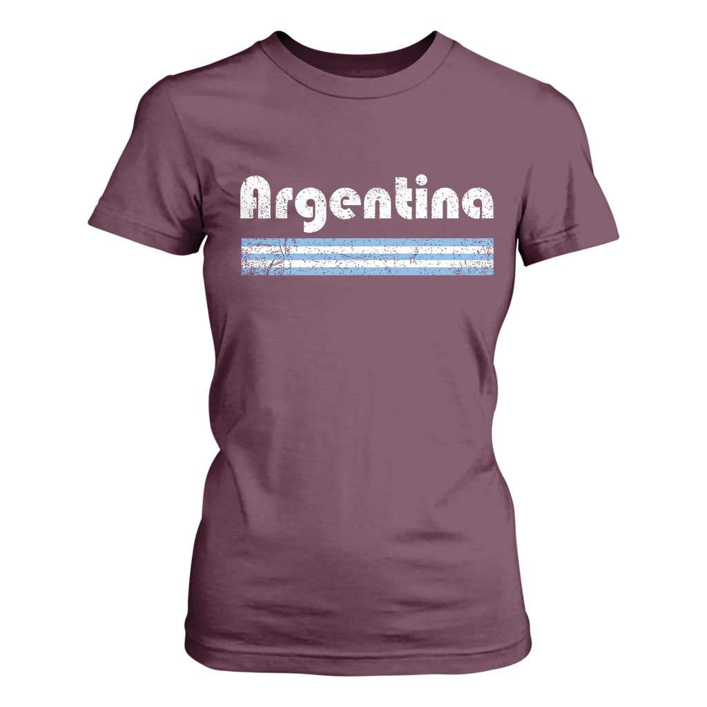 Vintage Argentina Retro Distressed Graphic T Shirt For Women Patriotic Argentine Heritage Pride Souvenir TS02 Maroon Print Your Wear