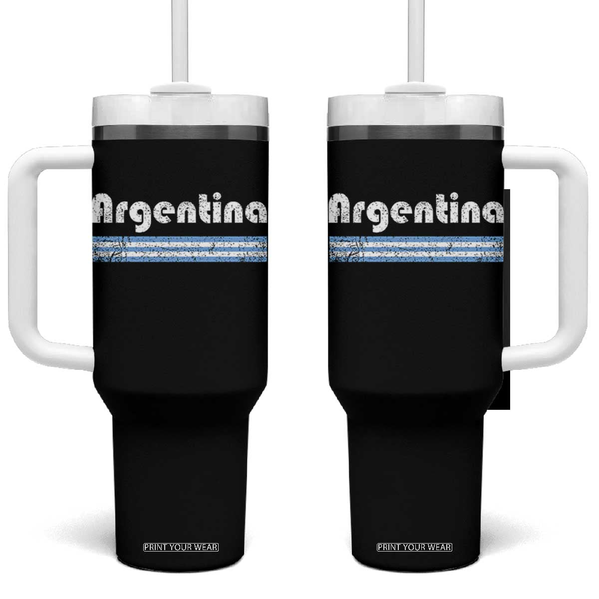 Vintage Argentina Retro Distressed Graphic Tumbler With Handle Patriotic Argentine Heritage Pride Souvenir TS02 One Size: 40 oz Black Print Your Wear