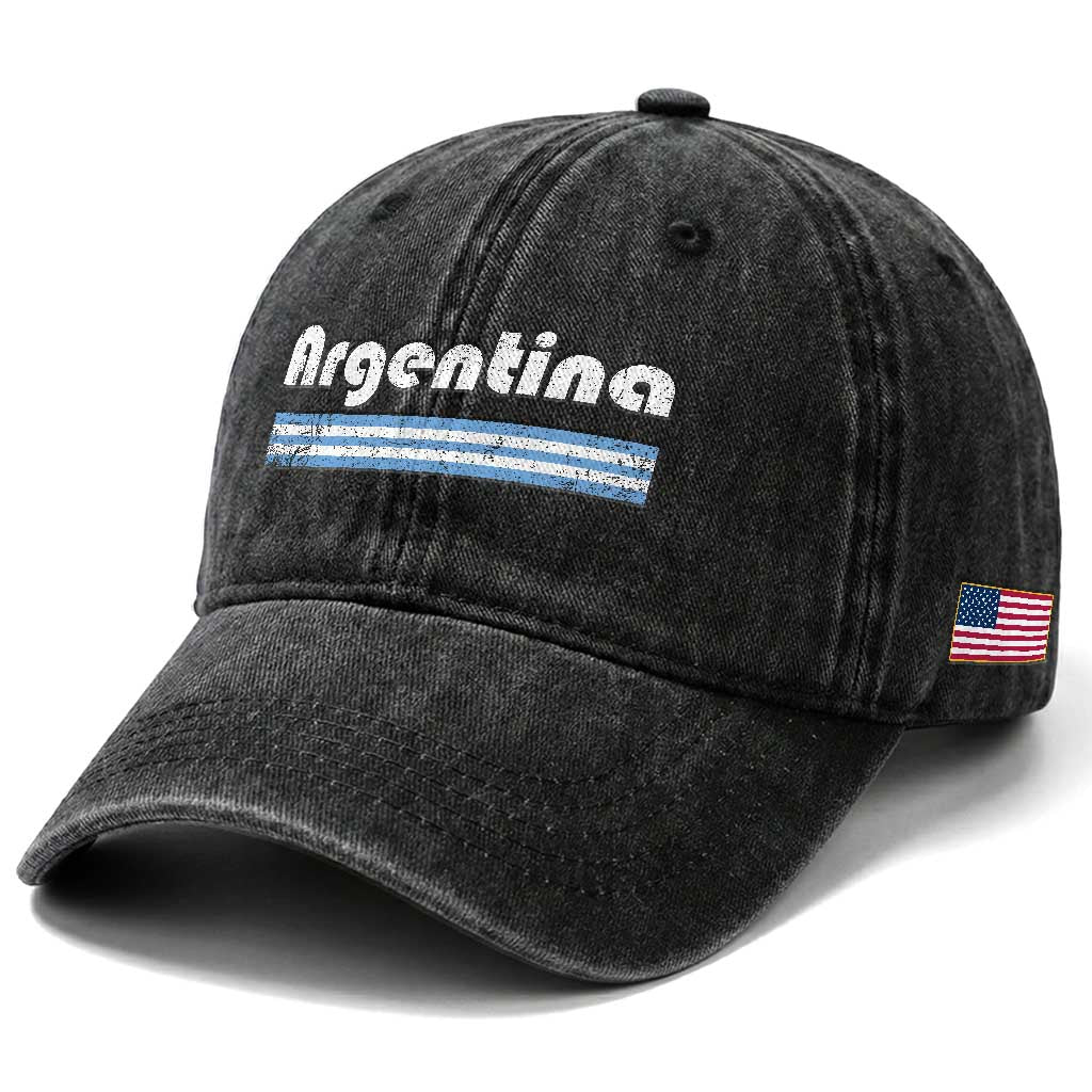 Vintage Argentina Retro Distressed Graphic Washed Cotton Baseball Cap Patriotic Argentine Heritage Pride Souvenir TS02 Print Your Wear