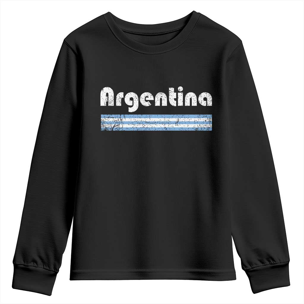 Vintage Argentina Retro Distressed Graphic Youth Sweatshirt Patriotic Argentine Heritage Pride Souvenir TS02 Black Print Your Wear