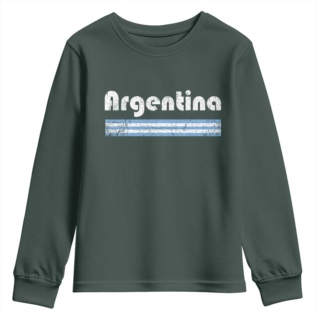Vintage Argentina Retro Distressed Graphic Youth Sweatshirt Patriotic Argentine Heritage Pride Souvenir TS02 Dark Forest Green Print Your Wear