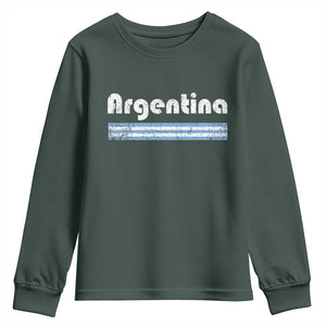 Vintage Argentina Retro Distressed Graphic Youth Sweatshirt Patriotic Argentine Heritage Pride Souvenir TS02 Dark Forest Green Print Your Wear