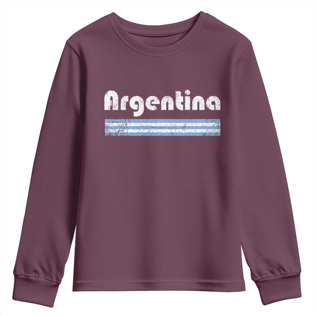 Vintage Argentina Retro Distressed Graphic Youth Sweatshirt Patriotic Argentine Heritage Pride Souvenir TS02 Maroon Print Your Wear